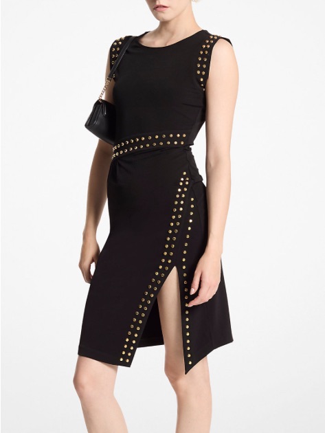 Nwt Michael Michael Kors Black Sheath Dress With Gold Studs Size S